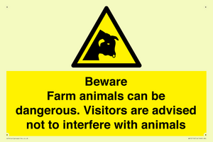 Beware Farm animals can be dangerous. Visitors are advised not to interfere with animals